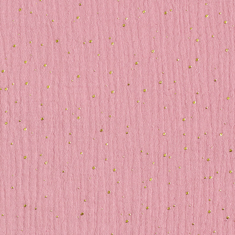 Katoenen mousseline verspreide gouden vlekken – roze/goud,  image number 1