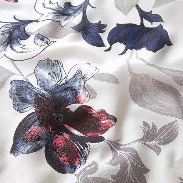 Zijde-viscose-satijn ornamentale bloemen – wit, image number 2