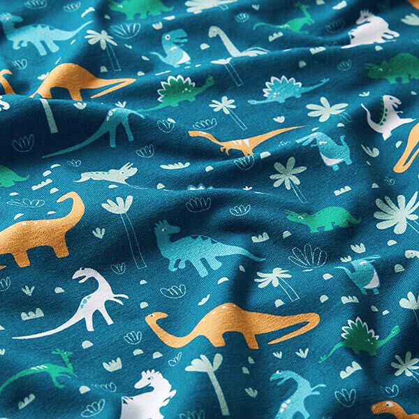 Stoffenpakket jersey dinowereld | PETIT CITRON – petroleum, image number 5