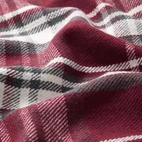 Jasstof met bonten detail geruit – bordeauxrood/leigrijs, 