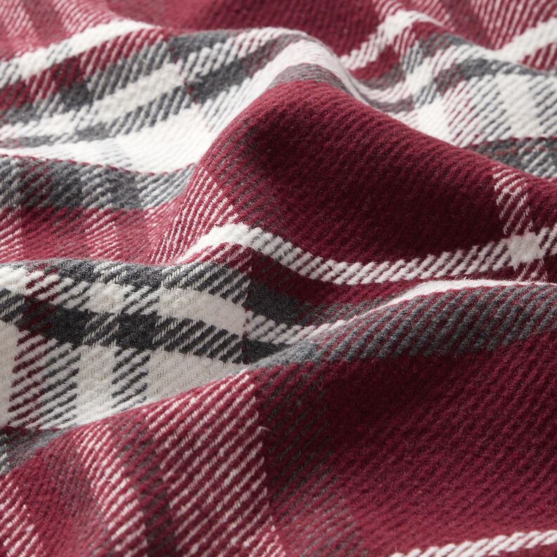 Jasstof met bonten detail geruit – bordeauxrood/leigrijs,  image number 2