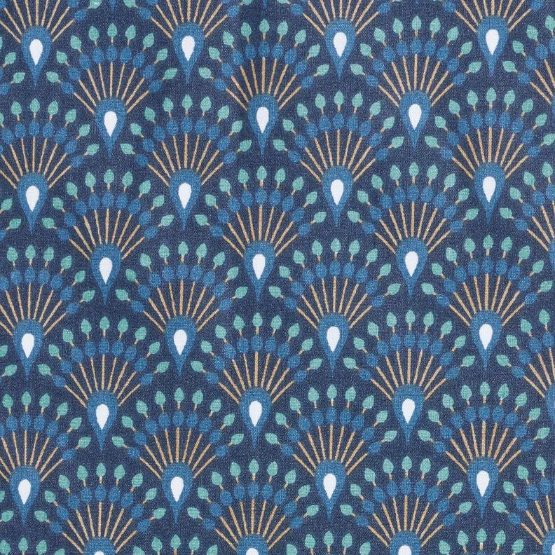 Gecoate katoen Vakken pauw-look – blauw,  image number 1
