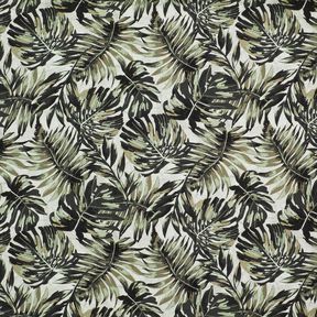 Viscose-linnen-mix Monstera digitale print – nevelgrijs/licht kaki, 