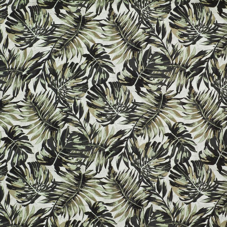 Viscose-linnen-mix Monstera digitale print – nevelgrijs/licht kaki,  image number 1