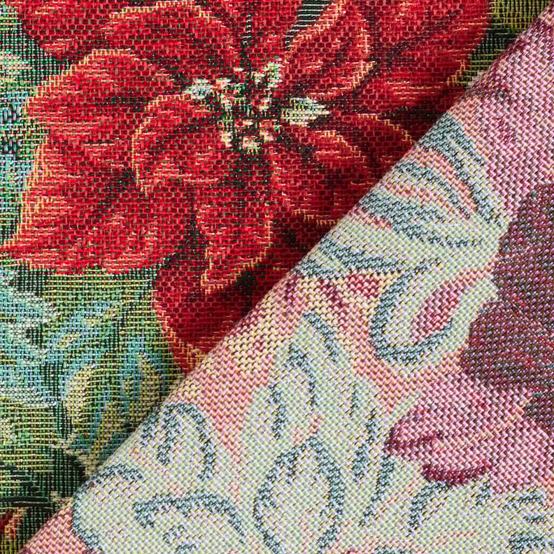 Decostof Gobelin Tweekleurige kerststerren – lichtbeige/rood, image number 4