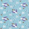 Katoenjersey Vogeltjes – duifblauw,  thumbnail number 1