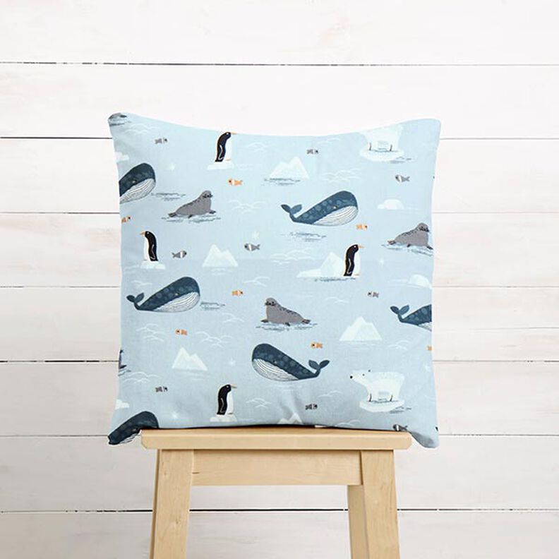 Decostof Half panama Dieren in ijs – babyblauw/wit,  image number 8