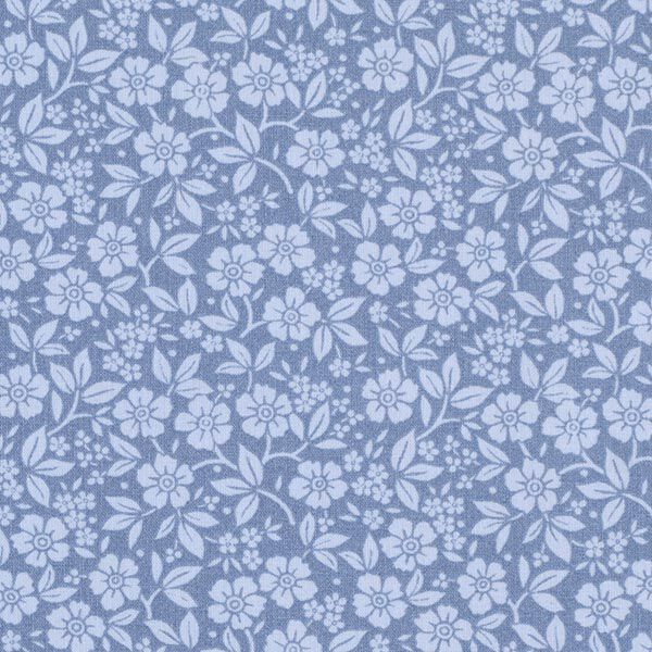 Katoenpopeline Tweekleurige bloemen – jeansblauw/lichtblauw, image number 1