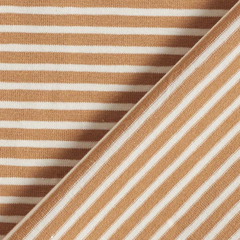 Katoenjersey smalle strepen – creme/kaneel,  image number 4