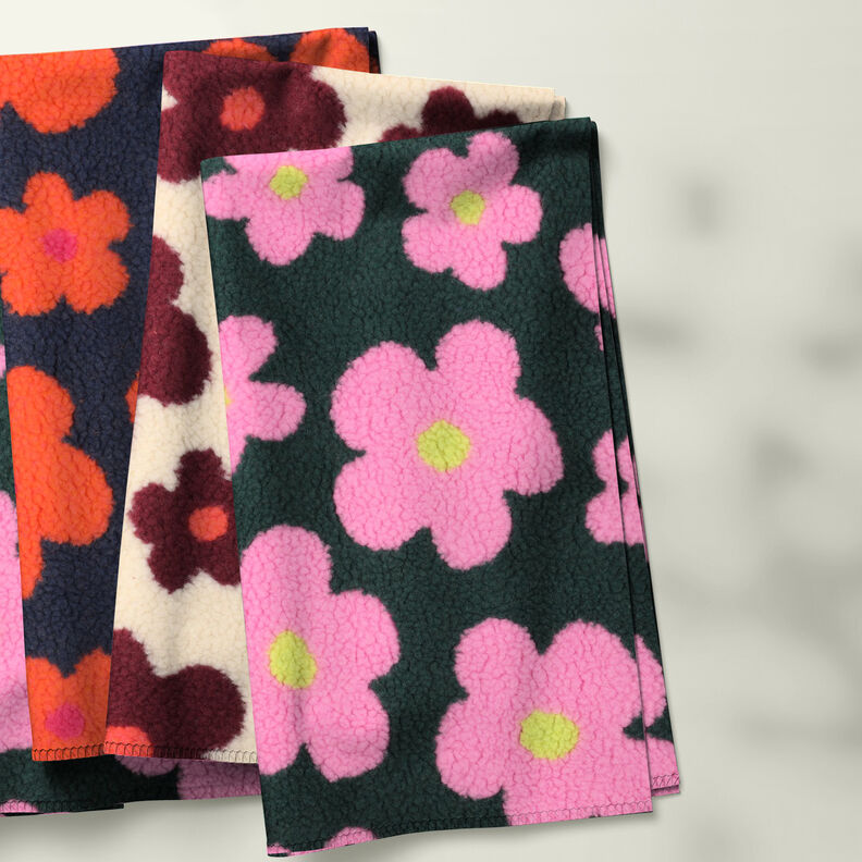 Teddy pluche Bloemen | Poppy Fabrics – marineblauw/oranje, image number 6