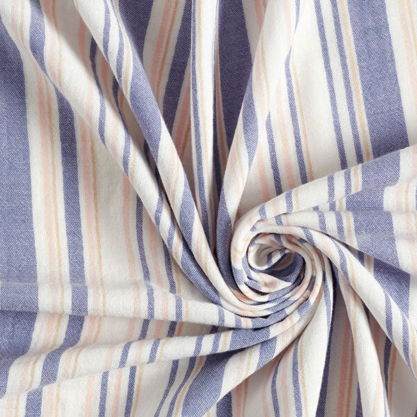 Mousseline/dubbel gehaakte stoffen Garengeverfde strepen | Poppy – wit/marineblauw,  image number 3