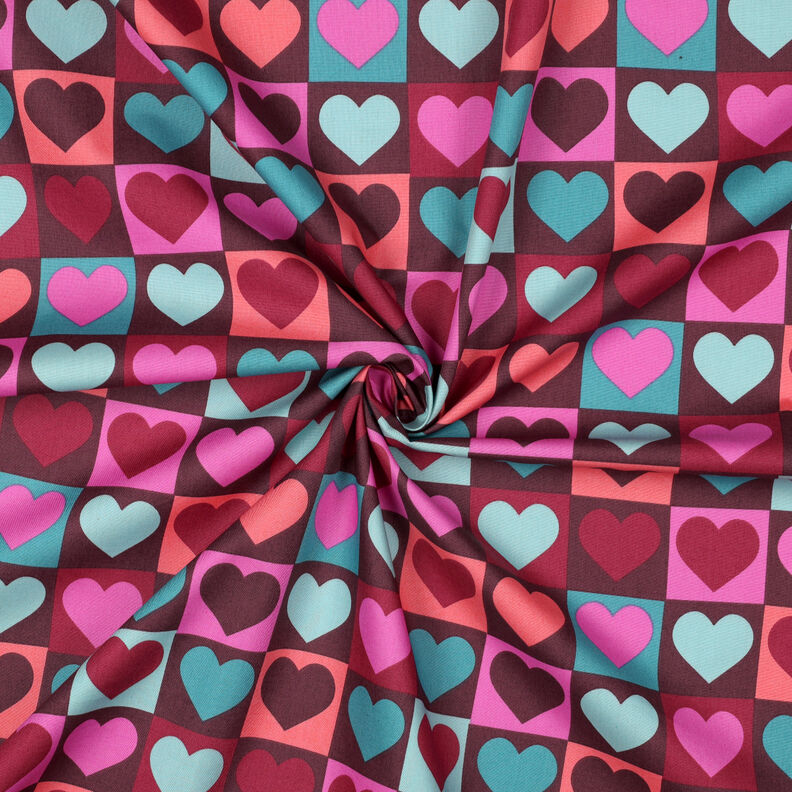 Katoenpopeline Diamanten harten | Poppy Fabrics – roodbruin,  image number 3