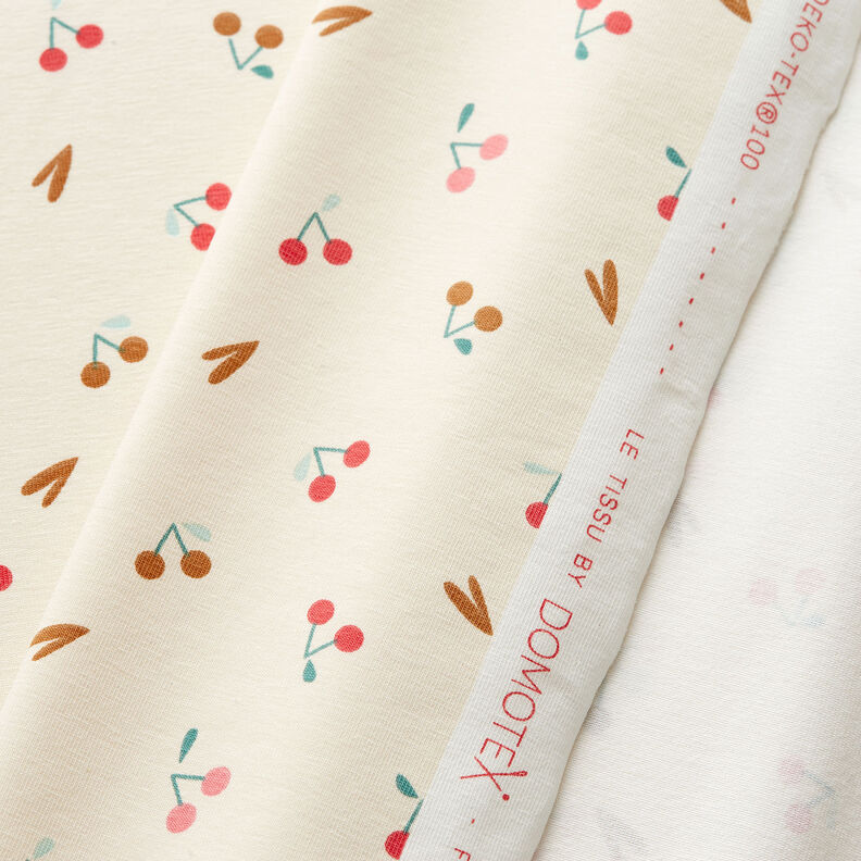 Katoenjersey kleine kersen – lichtbeige,  image number 3