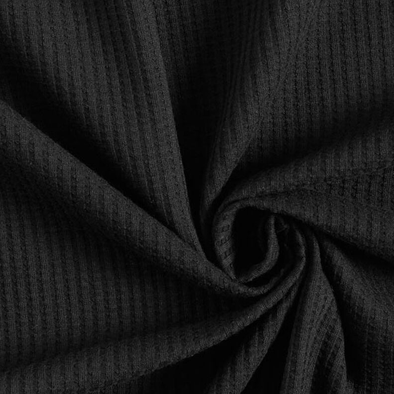 Katoenen wafel jersey effen – zwart,  image number 1
