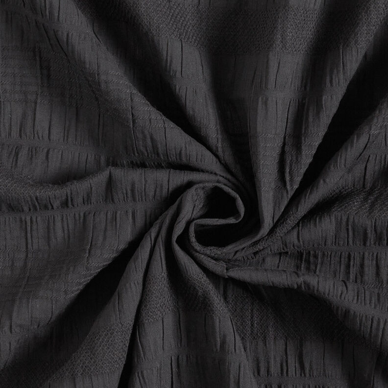 Gesmokte katoenen stof – zwart,  image number 4