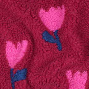Teddy pluche tulpen | Poppy Fabrics – karmijnrood, 
