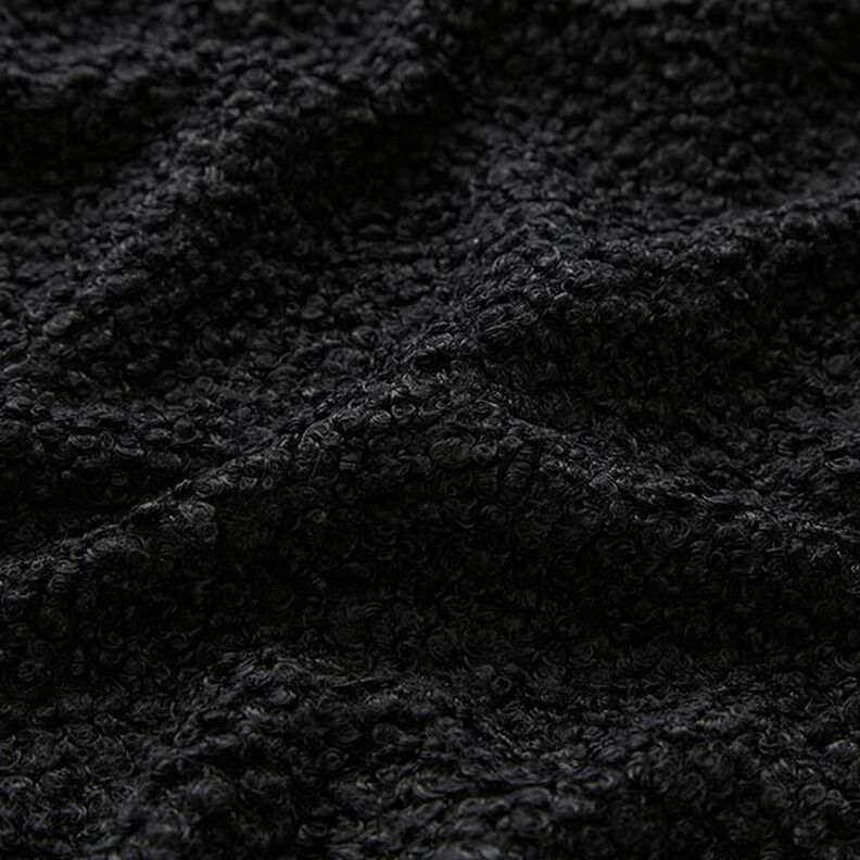 Gebreid bouclé effen – zwart,  image number 2