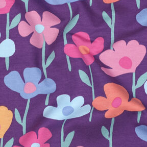 French Terry sommersweat bonte bloemen | Poppy Fabrics – roodlila, 