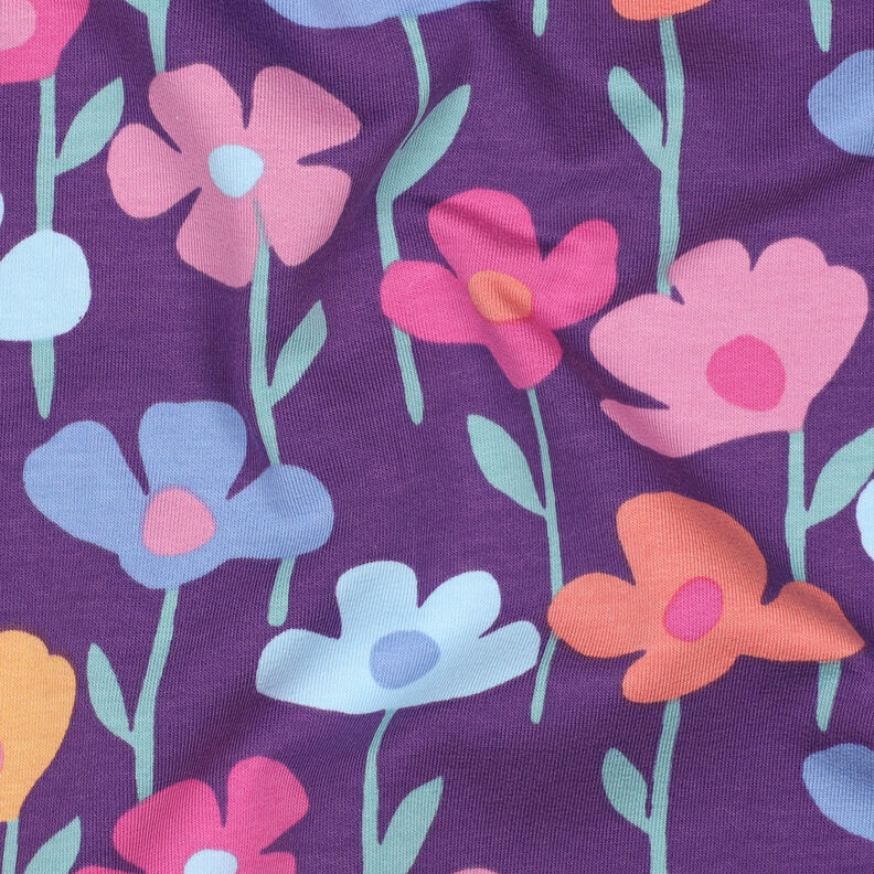 French Terry sommersweat bonte bloemen | Poppy Fabrics – roodlila,  image number 2