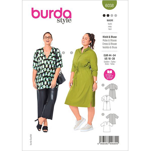 Jurk / Blouse, Burda 6038 | 44 - 54,  image number 1