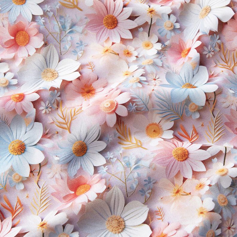 Katoenpopeline Papieren bloemen Digitaal printen – licht oudroze, image number 2