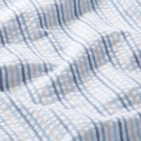 Seersucker Katoen Strepenmix – blauw/wit, 