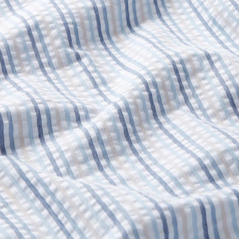 Seersucker Katoen Strepenmix – blauw/wit,  image number 2
