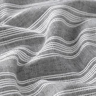 Katoenen stof met horizontale strepen - grijs/wit, 
