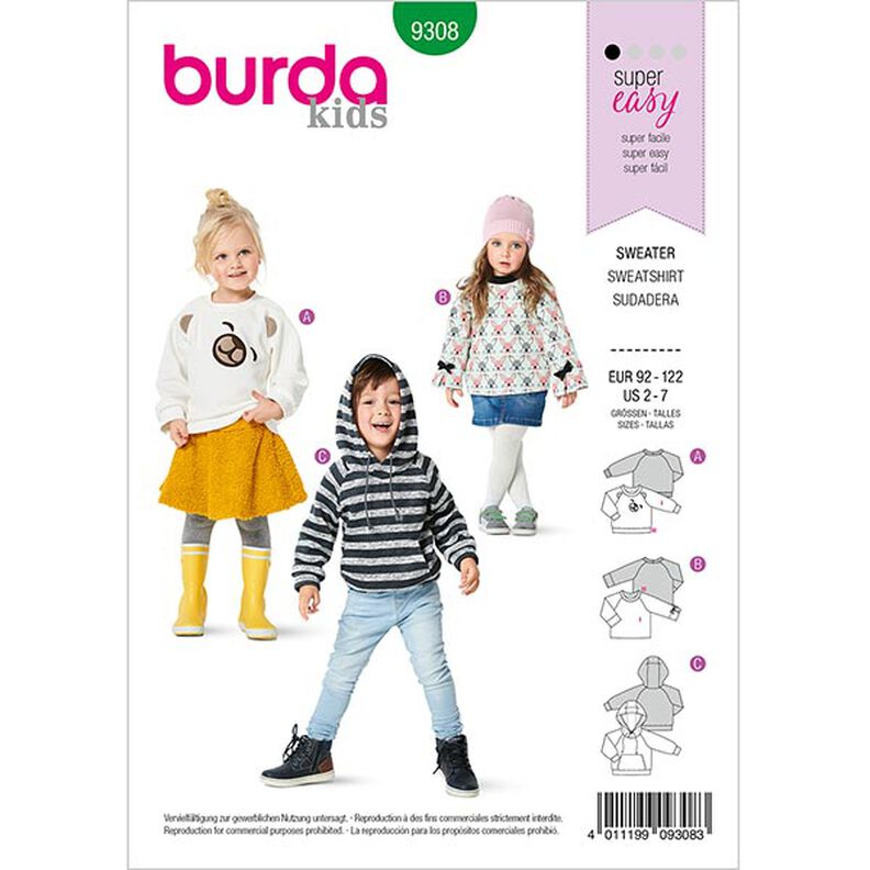 Sweatshirt, Burda 9308 | 92-122,  image number 1