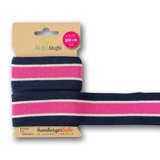 Biologische boordstof Stripe Me Icon  [200 cm | 3,5 cm] | Albstoffe – navy/pink, 