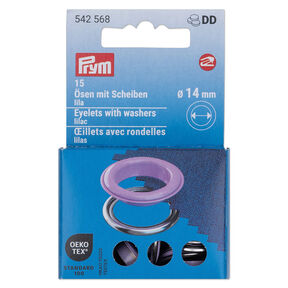 Oogjes met sluitringen [15 stuks | Ø 14 mm] | Prym – lila/zilver metallic, 