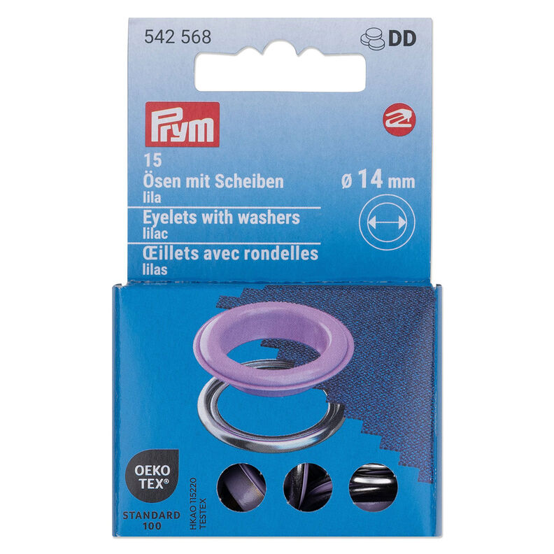 Oogjes met sluitringen [15 stuks | Ø 14 mm] | Prym – lila/zilver metallic,  image number 1