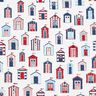 Decostof Half panama Strandhuizen – wit/marineblauw,  thumbnail number 1