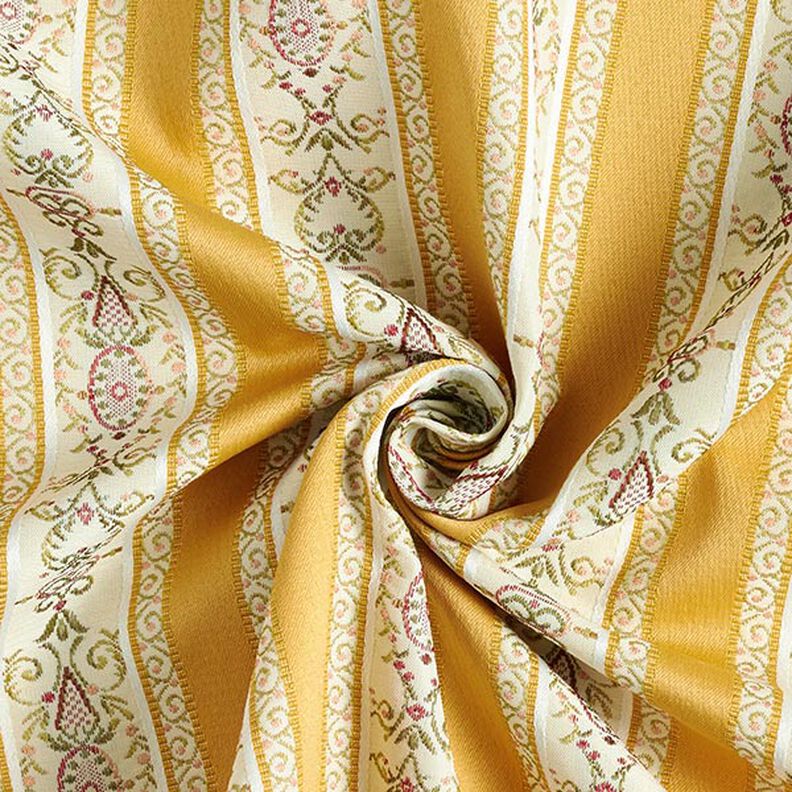 Meubelstof jacquard Biedermeier strepen – creme/geel,  image number 4