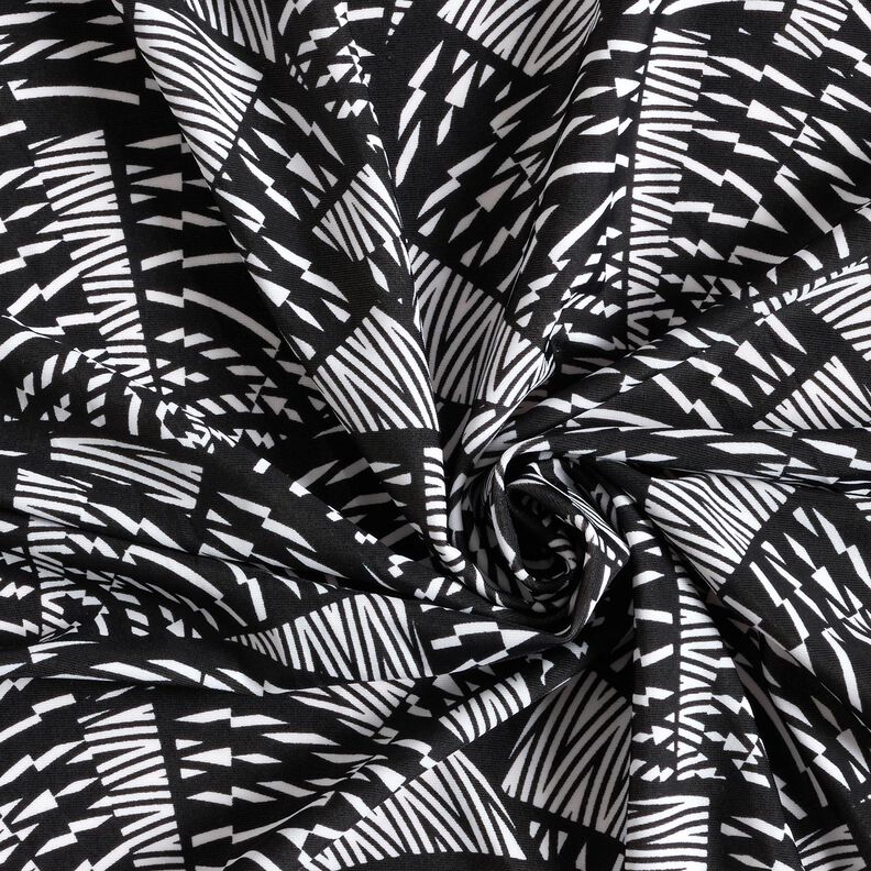 Badpakstof abstract grafisch patroon – zwart/wit,  image number 3