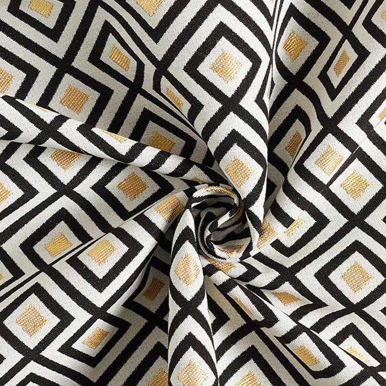 Decostof Jacquard Art deco ruiten – ecru/goud,  image number 3
