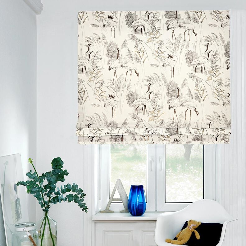 Decostof Half panama Kraanvogels &ndash; natuur/zwart,  image number 5