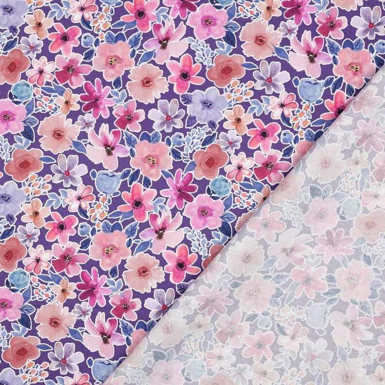 Katoenpopeline Bloemen | Poppy Fabrics – roodlila,  image number 4