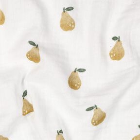 Mousseline/dubbel gehaakte stoffen Peer Digitaal printen | Poppy Fabrics – wit/geel olijfgroen, 