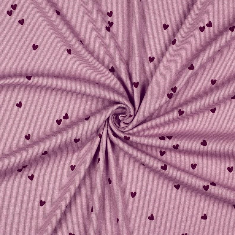 Ribjersey verspreide harten | Poppy Fabrics – pastelviolet/merlot,  image number 3