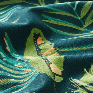 Decostof half panama  Monstera – marineblauw, 