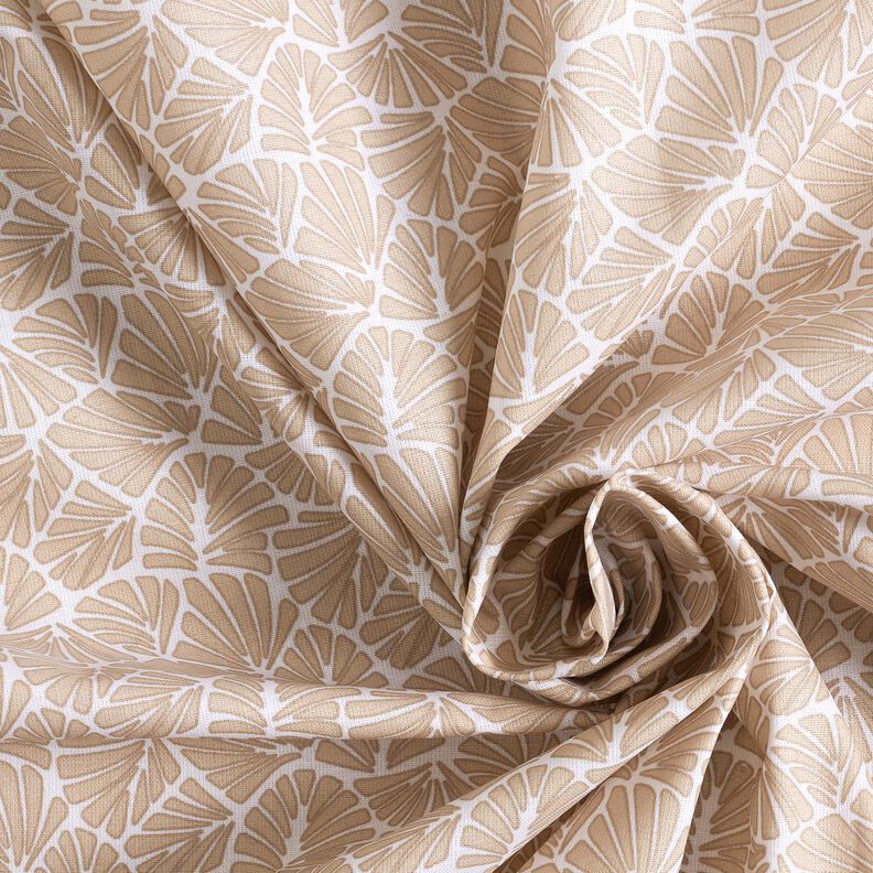 Gecoate katoen abstracte minibladeren – beige/wit,  image number 4
