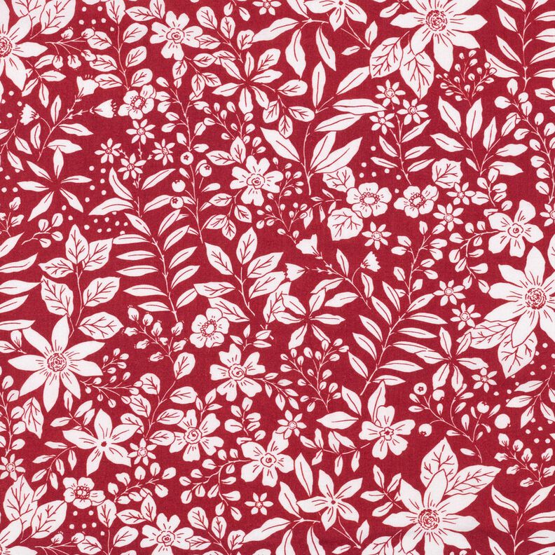 Viscosestof Bloemen en takken – karmijnrood/wit, image number 1