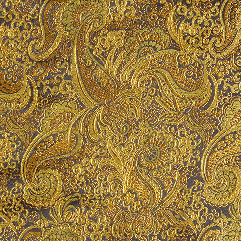 Kledingsjacquard metallic paisley – goud/zwart,  image number 1