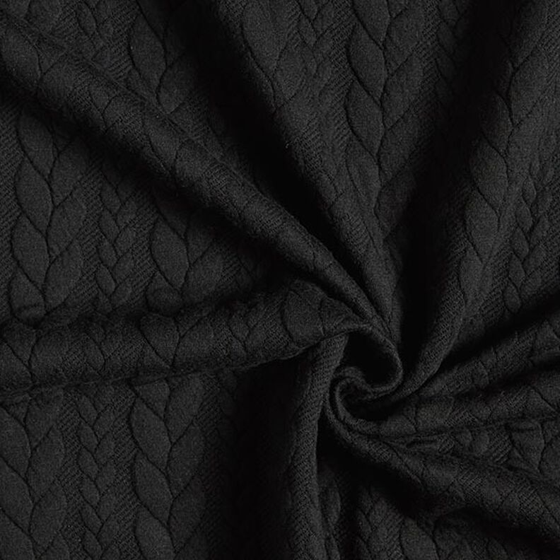 Jerseyjacquard cloqué kabelsteekpatroon – zwart,  image number 3
