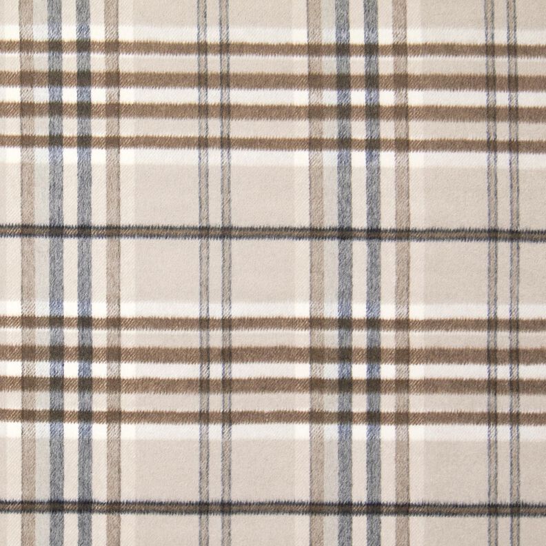 Mantelstof Wolmix Ruwe ruiten – licht taupe/mocca, image number 1