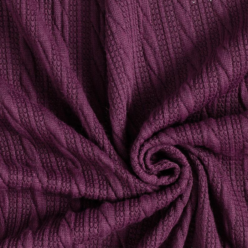 Tricot Cloqué Kabelsteekpatroon – merlot, image number 3