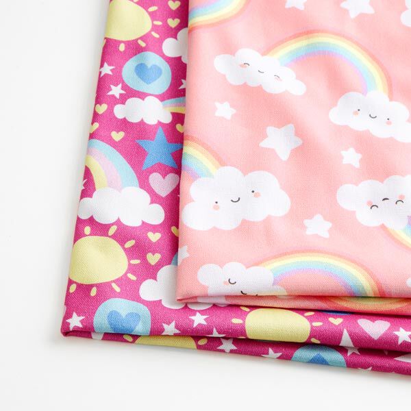 Decostof Half panama Wolken en regenboog – roze, image number 3