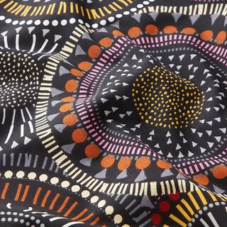 Katoenen stof Cretonne Mandala – zwart, 
