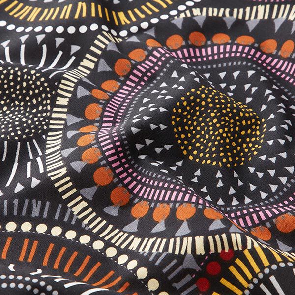 Katoenen stof Cretonne Mandala – zwart, image number 2
